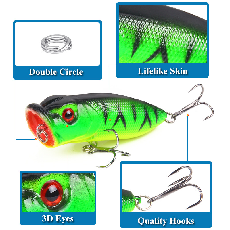 6개입 6색상（opp 봉투）/5개입 5색상（상자 포함） - Fishing Lure Popper 리뷰 및 가격